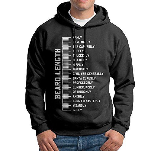 New Funny Hipster Hoodie Black and Navy Beard Length Chart Hoodie