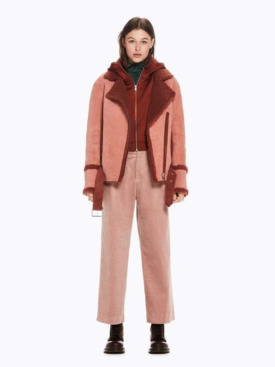 Suede Teddy Lined Biker Jacket #zip#closure#asymmetric