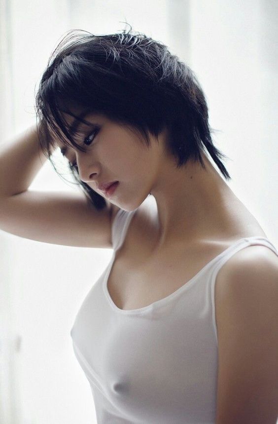 Short hair asian outdoor webcam
