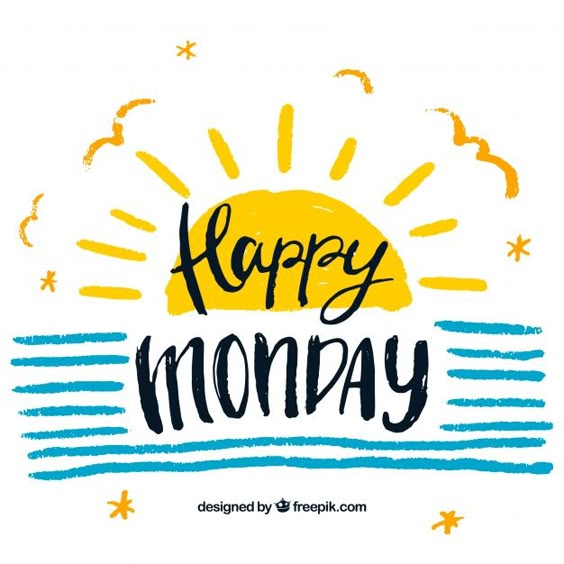 Free Vector | Happy monday vintage background with hand painted sun and stripes