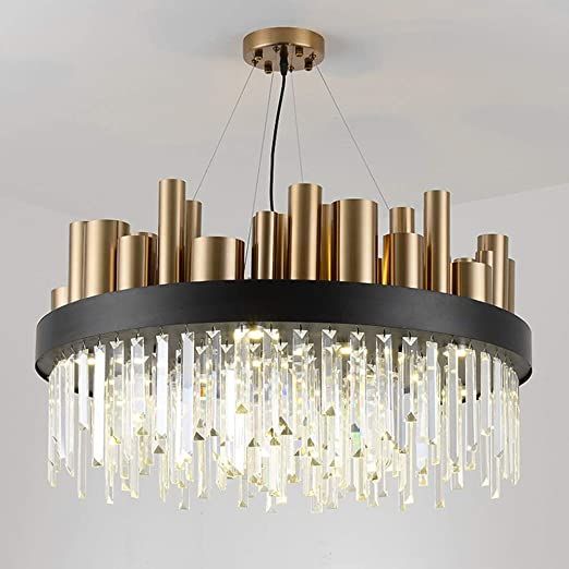 Luxury Style Nordic Gold Modern Crystal Led Chandelier Round Living Room Din Ceiling Lamp Black Bedroom Lamps Luxury Style Nordic Gold Modern, Black Round Contemporary Chandelier