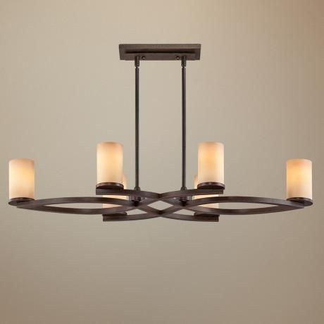 Fairport 43 W Bronze Amber Kitchen Island Light Chandelier T4925 Lamps Plus Dining Room Fixtures Dining Room Light Fixtures Chandelier, Fairport 43 Wide Bronze Kitchen Island Light Chandelier