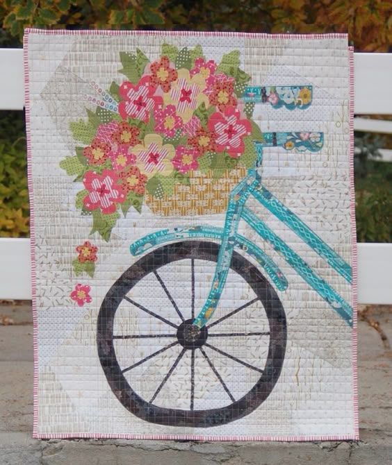 sweet bicycle stitchery /& pieced wall quilt PATTERN Enjoy the Ride PATTERN