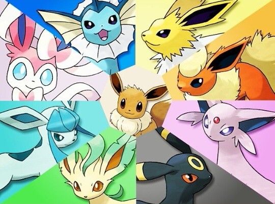 Pokemon Eevee Vaporeon Jolteon Flareon Espeon Umbreon Leafeon Glaceon Sylveon Evoluciones Eevee Evoluciones De Eevee Cosas De Pokemon