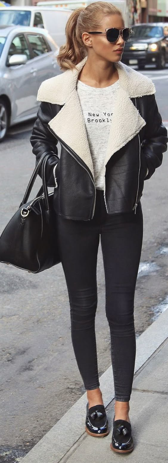 Shearling Jacket + High Waist Jeans