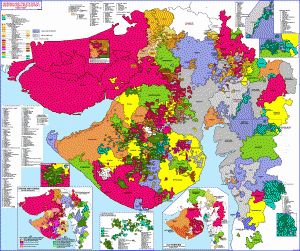 A Map of Princely States in Gujarat, leftover from British India. Junagadh is the state in red at the southern tip of Gujarat