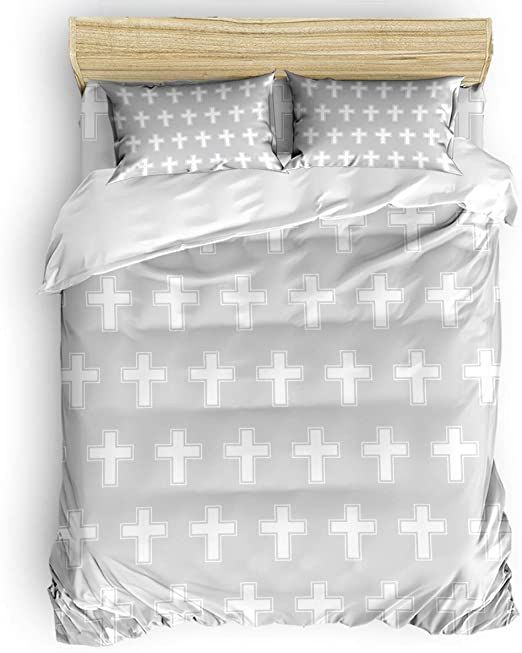 Bilagawa Full 4 Pcs Duvet Cover Set For Women Men Super Soft Bedding Sets Happy Easter Grey And White Bed Sheet Duvet Cover Sets White Bed Sheets Soft Bedding