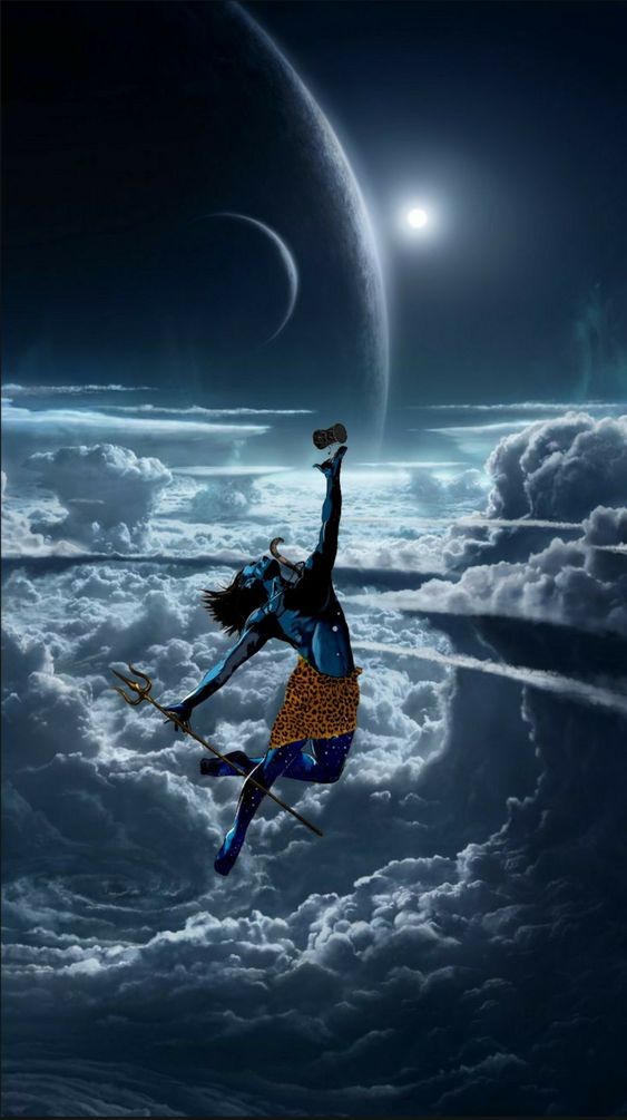 Lord Shiva as Nataraj in Brahmand Galaxy in creative art painting