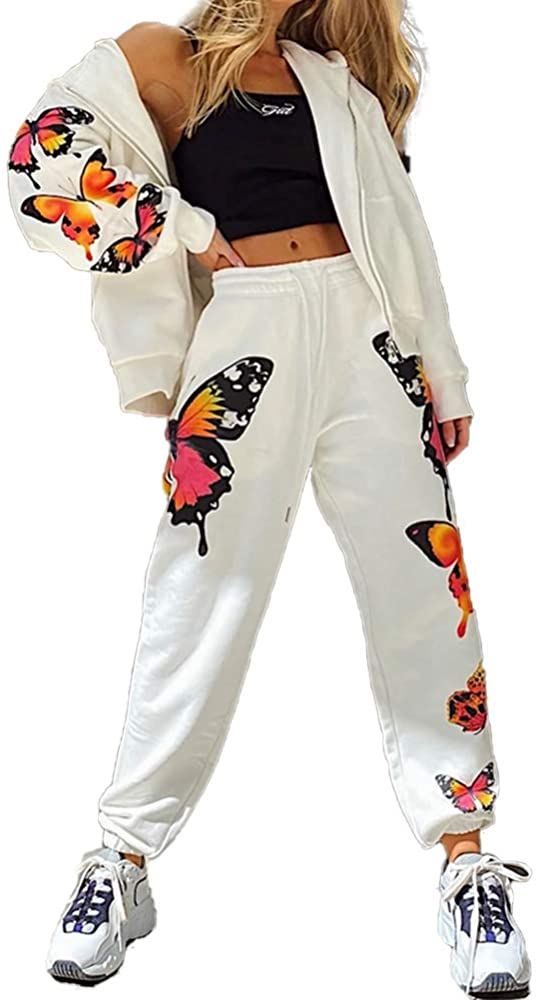Womens Butterfly Hooded Hoodie Casual Long Sleeve Sweatshirt Zipper Tracksuit Womens Butterfly Hooded Hoodie Casual Long Sleeve Sweatshirt Zipper Tracksuit