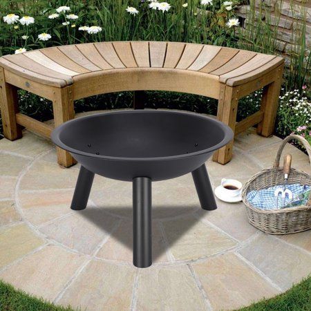 Zimtown Portable 22 Folding Fire Pit Firepit Bbq 4 Leg Bowl Cooking Campfire Patio Outdoor Com Wood Burning Iron Pits Folding Fire Pit Firepit Bbq, Outdoor Wood Fire Pits