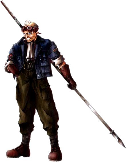 Starting from Final Fantasy II, someone named "Cid" appeared in every Final Fantasy. Cid Highwind from Final Fantasy VII marks one of the few instances where said character is playable. Most Cids, including this one, are mechanically minded and lend the player airships - in this case, the airship is itself named the "Highwind". This particular Cid also dreams of going into space, and indeed gets to fulfill that ambition in his game.