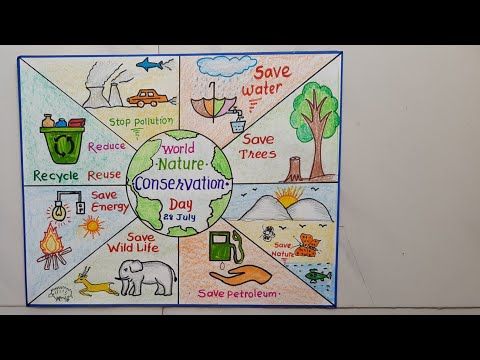 World Nature Conservation Day Drawing || Nature Conservation Day Slogan & Poser Drawing||Save nature