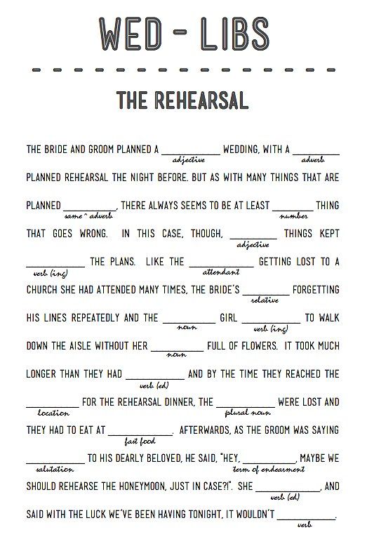Fun Rehearsal Dinner Just Married Fill In Marriage Fun Rehearsal Dinner Just Married Fill In Marriage Advice Pinterest