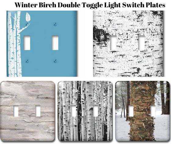 Winter Birch Double Toggle Light Switch Plates Winter Birch Double Toggle Light Switch Plates