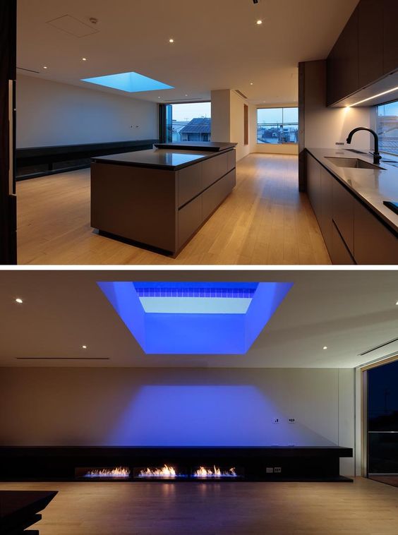This House Has A Rooftop Swimming Pool With A Window For Views Of The Living Room Below