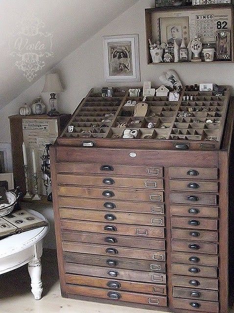 i love love love everything on the post especially this printers tray cabinet circa 1891