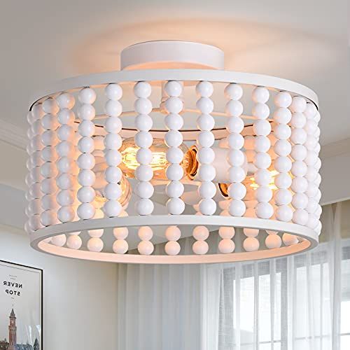 Q&S Wood Beaded Chandelier,Boho Farmhouse Light Fixture,Oak White,3 Lights,Semi Flush Mount Ceiling Light Fixtures for Hallway Babys Nursery Bedroom Kitchen Living Room Q&S Wood Beaded Chandelier,Boho Farmhouse Light Fixture,Oak White,3 Lights,Semi Flush Mount Ceiling Light Fixtures for Hallway Babys Nursery Bedroom Kitchen Living Room