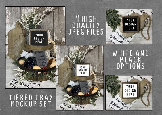 4x4 Rustic Wood Sign On Tier Tray With Beach Decor Farmhouse Photography Mock Up-Digital JPEG File Mockup Carina