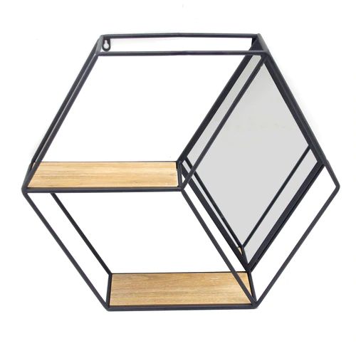 Sagebrook Home Metal and Mirror 20 Hexagon Wall Shelf Sagebrook Home Metal and Mirror 20 Hexagon Wall Shelf