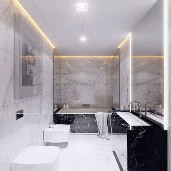 Carrar marble bathroom #modernmansionblack