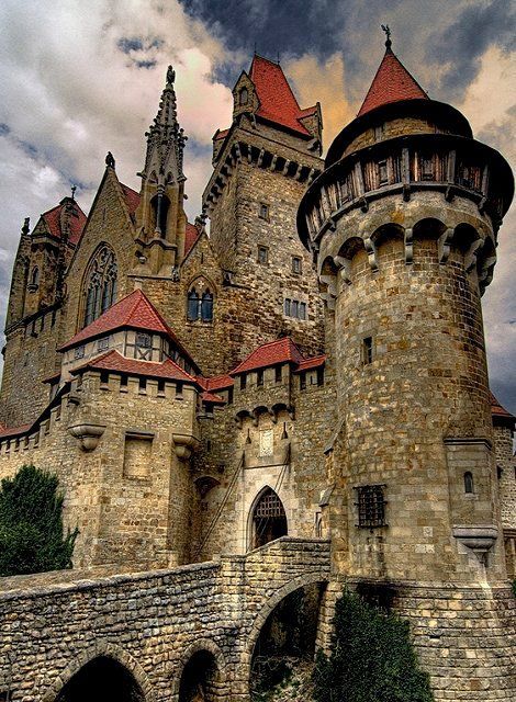 Burg Liechtenstein, Austria. The Ottoman Empire destroyed this amazing castle during their invasion of Austria in the 1500s. It was rebuilt in 1884.