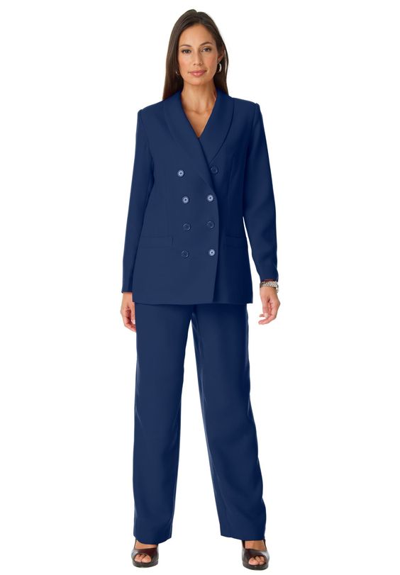 Jessica London Womens Plus Size Single Breasted Pant Suit Set