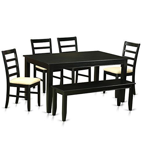 East West Furniture Dupf6blkc 6 Piece Dining Table And 4 Chairs With Bench Set Want Additional I Small Kitchen Tables Nook Dining Set Solid Wood Dining Set