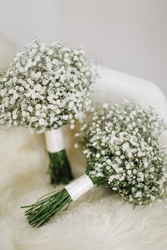 Gypsophila Bouquets - M&J Photography | Elegant London Wedding | White & Greenery Florals