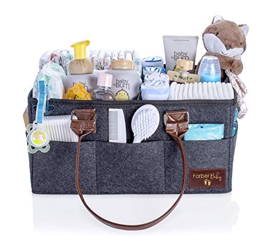 Nursery Organizer and Baby Diaper Caddy Crib Side Organizer Hanging Diaper Organizer Diaper Caddy Organizer diaper bag grey