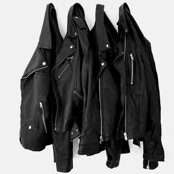 black leather moto jackets.
