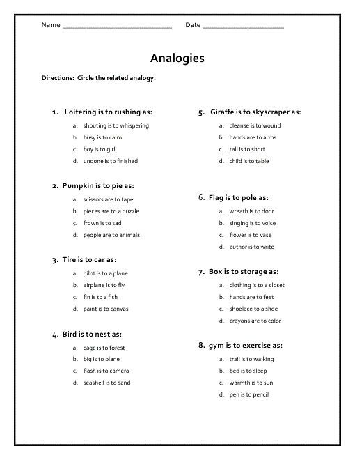 Free Analogy Worksheets For Middle School 001 analogy worksheets for middle school Free Analogy Worksheets For Middle School 001 analogy worksheets for middle school
