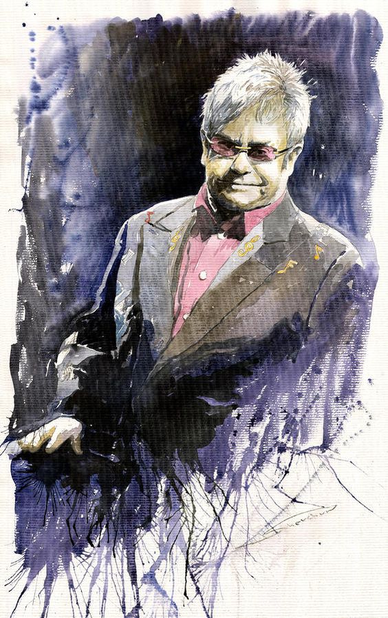 Yuriy Shevchuk, Jazz Sir Elton John - Born in 1961 in Kiev, Ukraine, Yuri Shevchuk attended the Kiev Art School and the prestigious Kiev Architectural Academy. Yuriy has recorded his own experiences in his artworks: his three passions, painting, jazz and historical cars have become the focus of his paintings. Bewitched with jazz music he skillfully and rapidly sketches the cool and charming figures of musicians in action, showing the positive mood and spiritual intensity of jazz.