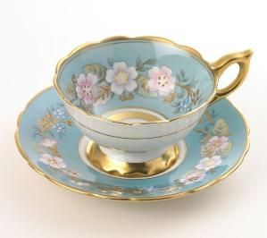 Vintage ROYAL STAFFORD "Garland" TEA CUP and SAUCER Blue by yvette