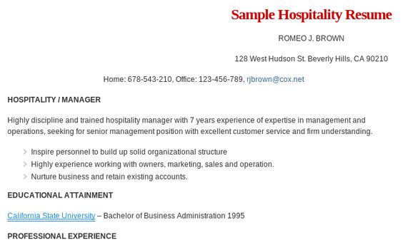 Examples of How to Write a Hospitality Resume Resume examples - hotel management resume format Examples of How to Write a Hospitality Resume Resume examples - hotel management resume format