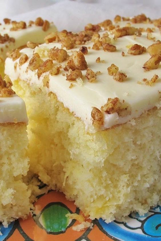 Precious Pineapple Cake | "This has to be my all time favorite cake. It is so moist and easy to make. Everyone who has tried it has asked for the recipe." #allrecipes #cakerecipes #bakingrecipes #dessertrecipes #cakes #cakeideas #vintagecakes #vintagecakerecipes #oldfashionedcakes