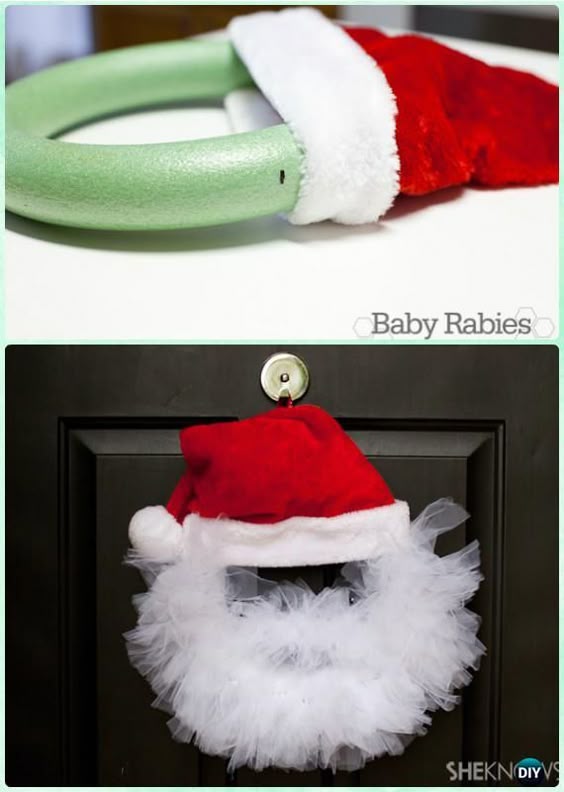 DIY Santa Tulle Wreath Instructions- #Christmas Wreath Craft Ideas Holiday Decoration #ad