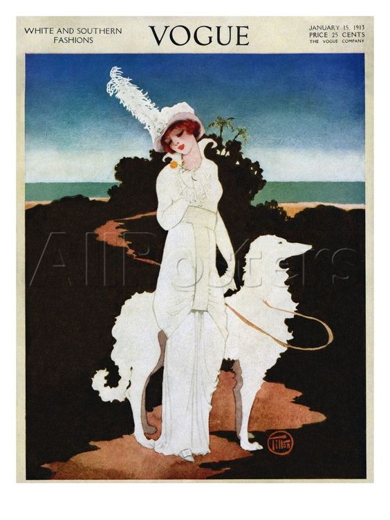Vogue Cover - January 1913 Quality Stamp by Mrs. Newell Tilton on AllPosters.co.uk Estampe de qualité par Mrs. Newell Tilton sur AllPosters.fr