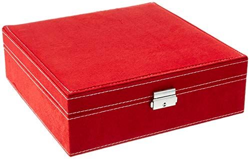 Two-Layer Jewelry Box Organizer Lint Jewelry Display Storage Case with Lock