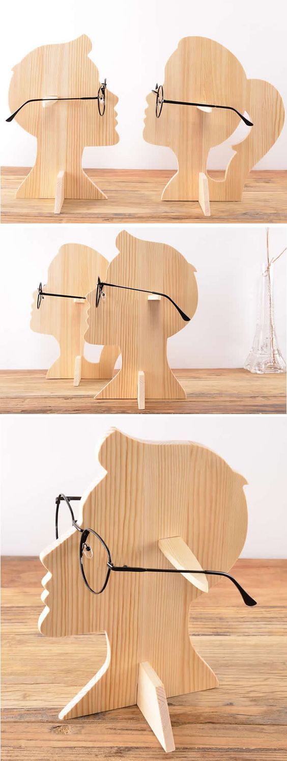 Human Head Shaped Wooden Sunglasses Glasses Holder / Spectacle Display Stand