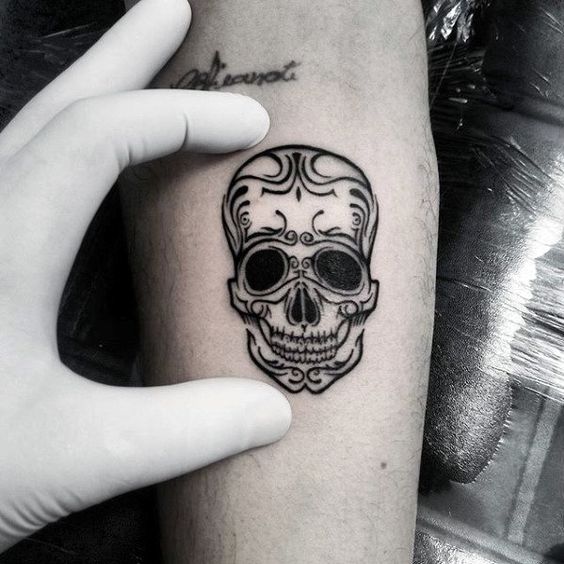 Inner Forearm Ornate Mens Small Skull Tattoo Designs Small Skull Tattoo Tattoo Designs Men Skull Tattoo Design