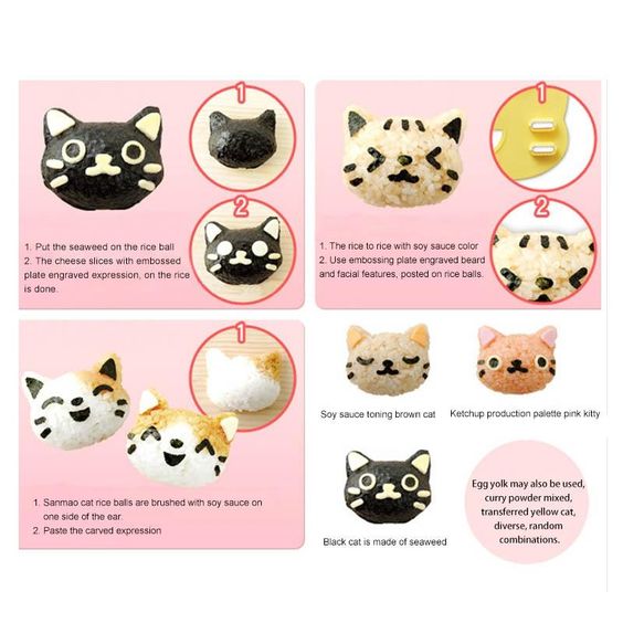 Onigiri Rice Ball Case Maker Animals Black & White 2pcs Set Lunch box BENTO Onigiri Rice Ball Case Maker Animals Black & White 2pcs Set Lunch box BENTO