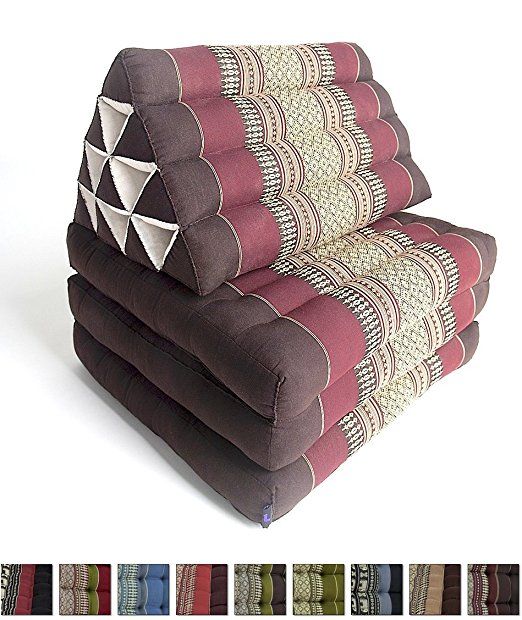 Premium Double Stitched Kapok Fabric Red 67x21x3 inches Foldout Triangle Thai Cushion Premium Double Stitched Kapok Fabric Red 67x21x3 inches Foldout Triangle Thai Cushion