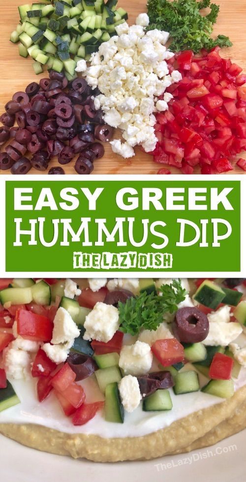 Cold Appetizer For A Crowd 7 Layer Greek Hummus Dip Quick Easy Appetizer Recipe In 2020 With Images Greek Hummus Dip Cold Appetizers Healthy Appetizers Easy