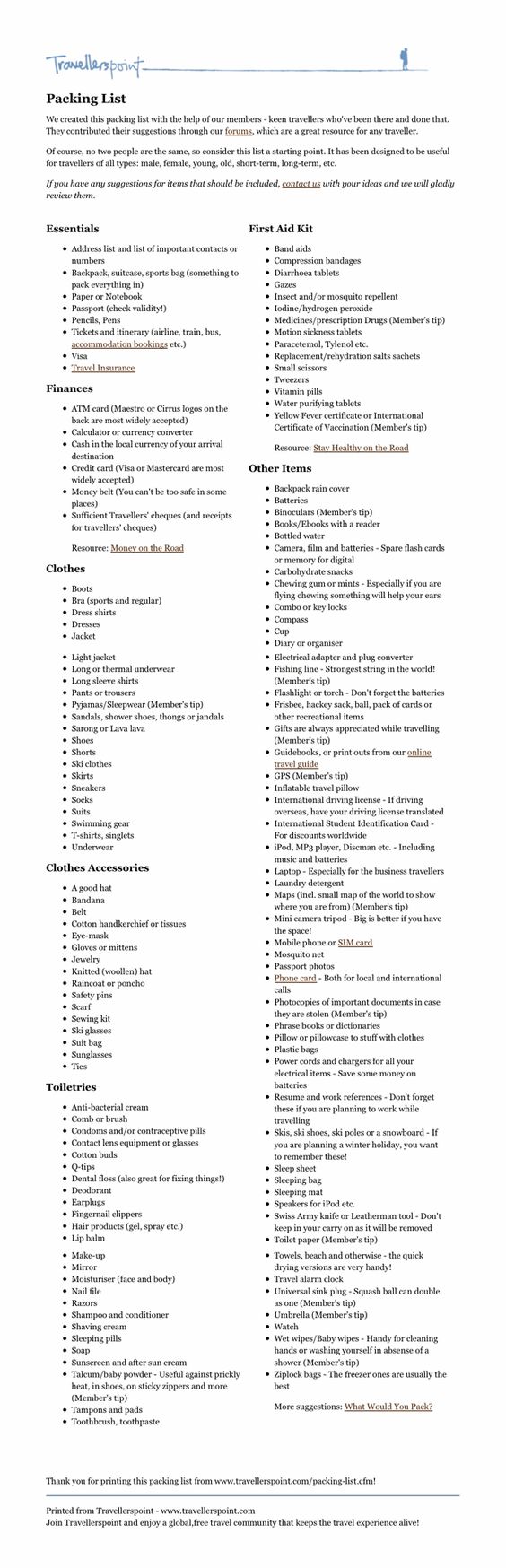 cruise packing list