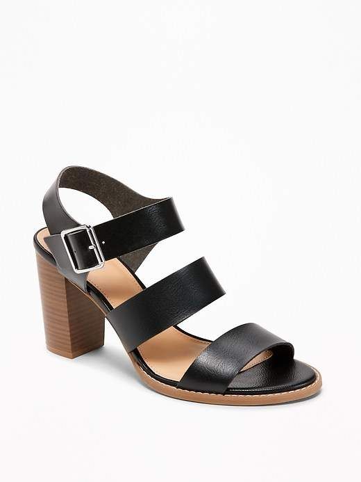 Three Strap Block Heel Sandals for Women Womens sandals Sandals