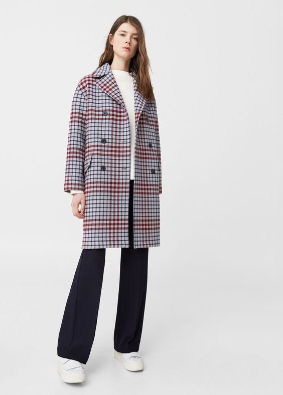 Cappotto lana quadri - Cappotti da Donna | MANGO Italia