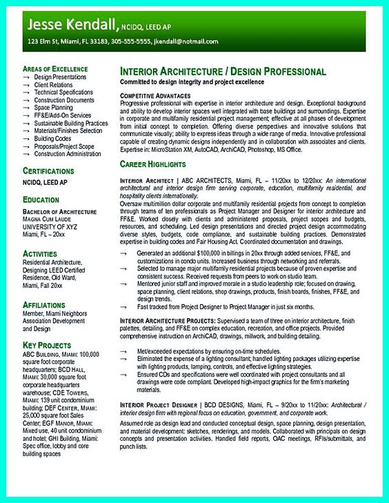 architects resume job description