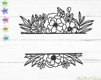 Download Floral Ribbon Banner Svg Flower Ribbon Border Svg Flower Etsy Floral Border Monogram Svg Flower Border