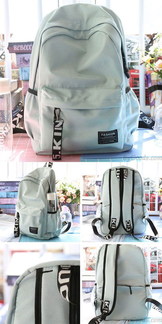 Adrette Junge Einfache Wasserdichte Reine Farben Buchstabe Gurt Frische Schultasche Reise Rucksack Bag Ba Mochilas Fofas Mochila De Viagem Mochilas Estilosas