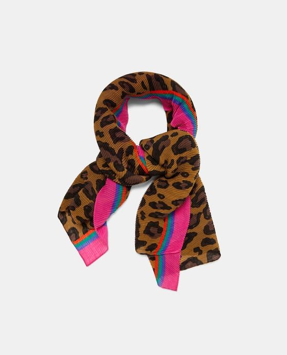 zara leopard scarf with red trim